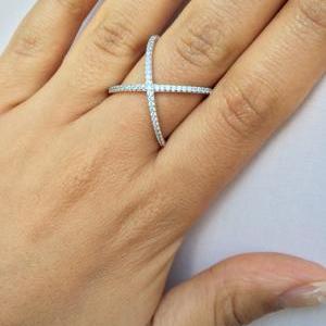 Rouelle Pixie X Ring, Sterling Silver And Cubic..