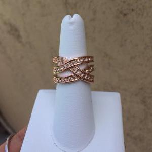 Rouelle Chloe Ring, Rose Gold Plated And Crystal..