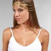 Rouelle VENUS Headpiece: 7 Strand Gold Coin, head piece, hair chain, hair piece, head chain