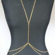 Rouelle LAYLA 18 Karat Gold Bodypiece: body piece, body chain, belly chain, gold body chain, chain vest, chain harness, body harness
