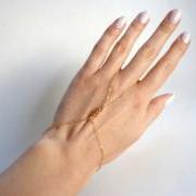 Rouelle GOLDA Chain Handpiece: Hand-piece, hand chain, bracelet, ring-bracelet, slave bracelet, slave chain, hand chain