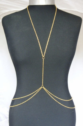 Rouelle Layla 18 Karat Gold Bodypiece: Body Piece, Body Chain, Belly Chain, Gold Body Chain, Chain Vest, Chain Harness, Body Harness