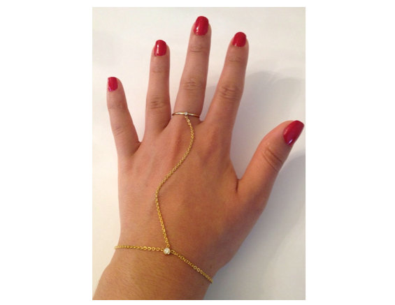 Rouelle Sofia 18 Karat Gold, Rose Gold Or Silver Delicate Handpiece: Hand-piece, Ring-bracelet, Slave Bracelet, Slave Chain, Hand Chain
