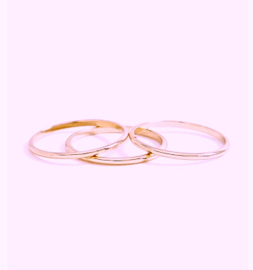 Rouelle Roz Set Of Five 14 Karat Rose Gold Plated Rings: Dainty Rose Gold Plated Above The Knuckle Rings.